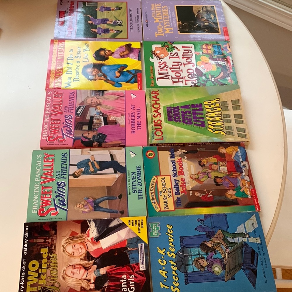 10 kids books - mostly girl books, Sweet Valley Twins, Mysteries, Etc.